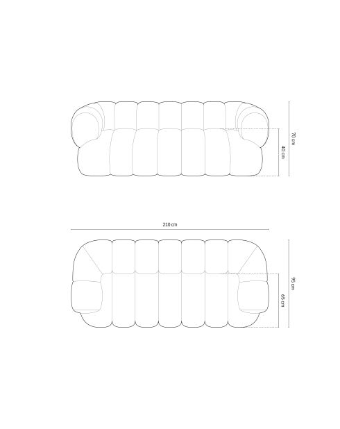 Koge 3-zitsbank in fluweel, diep petrol, 210x95x70 cm
