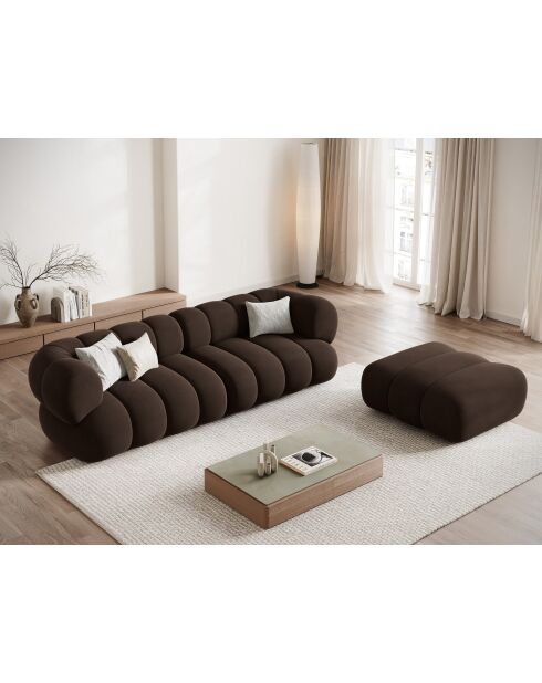 Koge fluwelen bank 4 stoelen chocolade - 240x95x70 cm