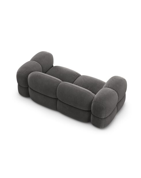 Canapé velours Loretto 3 Places gris - 210x100x68 cm