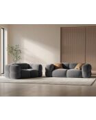 Canapé velours Loretto 3 Places gris - 210x100x68 cm