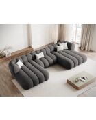 Canapé Panoramique en velours Koge 6 Places gris - 348x165x70 cm
