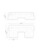 Canapé Panoramique en velours Koge 6 Places gris - 348x165x70 cm