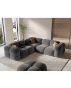 Loretto Velvet Symmetrisches Ecksofa 4-Sitzer Grau - 250x250x68 cm