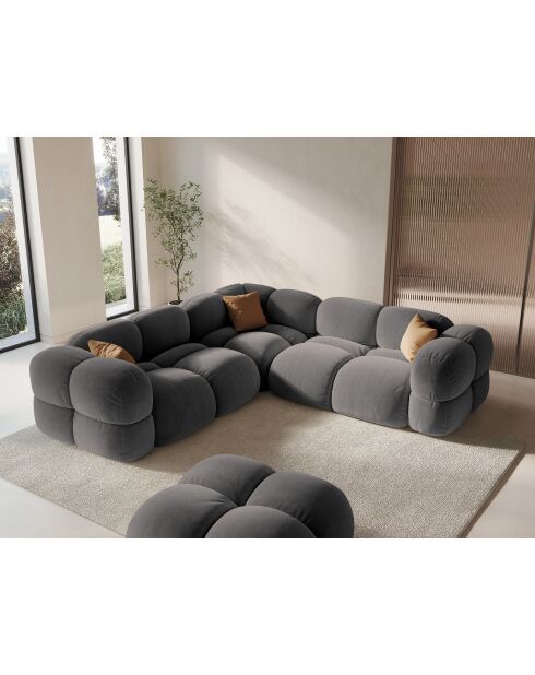 Loretto Velvet Symmetrisches Ecksofa 4-Sitzer Grau - 250x250x68 cm