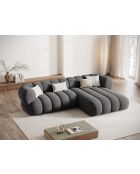 Koge Ecksofa für 5 Personen, grauer Samt, rechts, 270 x 165 x 70 cm