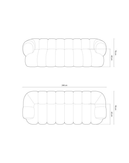 Koge fluwelen 4-zitsbank diep petrol - 240x95x70 cm