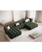 Sofá panorámico Koge de 6 plazas de terciopelo verde - 348x165x70 cm