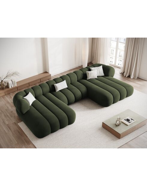 Koge Panorama-Samtsofa für 6 Personen, 348 x 165 x 70 cm, Grün