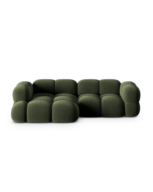 Loretto Velvet Ecksofa links, 3-Sitzer, Grün — 250 x 147 x 68 cm