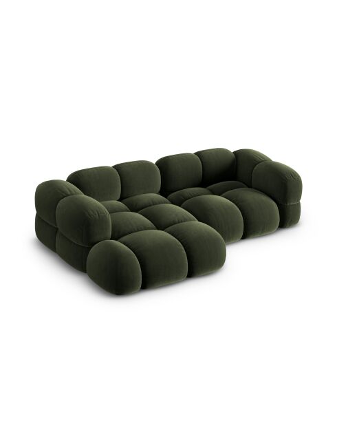 Loretto Velvet Ecksofa links, 3-Sitzer, Grün — 250 x 147 x 68 cm