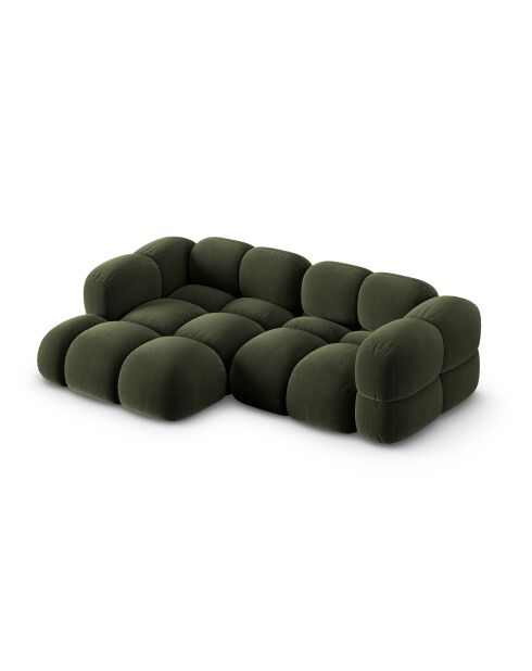 Loretto Velvet Ecksofa links, 3-Sitzer, Grün — 250 x 147 x 68 cm