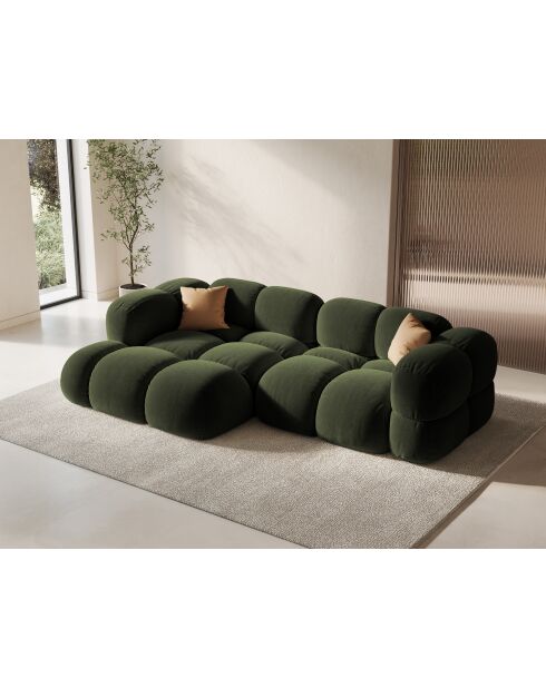 Loretto Velvet Ecksofa links, 3-Sitzer, Grün — 250 x 147 x 68 cm