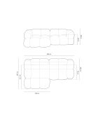 Loretto Velvet Ecksofa links, 3-Sitzer, Grün — 250 x 147 x 68 cm