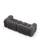 Canapé velours Loretto 4 Places gris - 250x100x68 cm