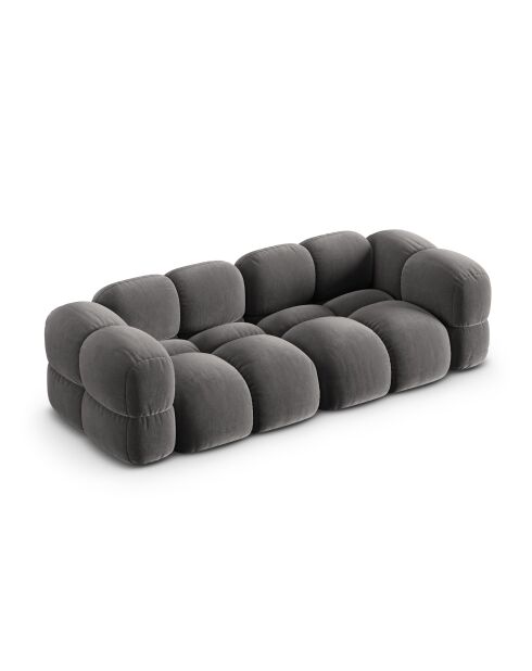 Canapé velours Loretto 4 Places gris - 250x100x68 cm