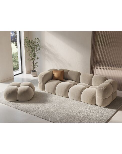 Loretto fluwelen 4-zitsbank lichtbeige - 250x100x68 cm