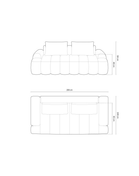 Canapé velours Kimi 3 Places vert - 200x100x84 cm