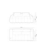 Canapé velours Kimi 3 Places beige clair - 200x100x84 cm