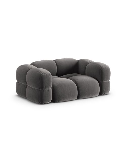 Canapé velours Loretto 2 Places gris - 180x100x68 cm