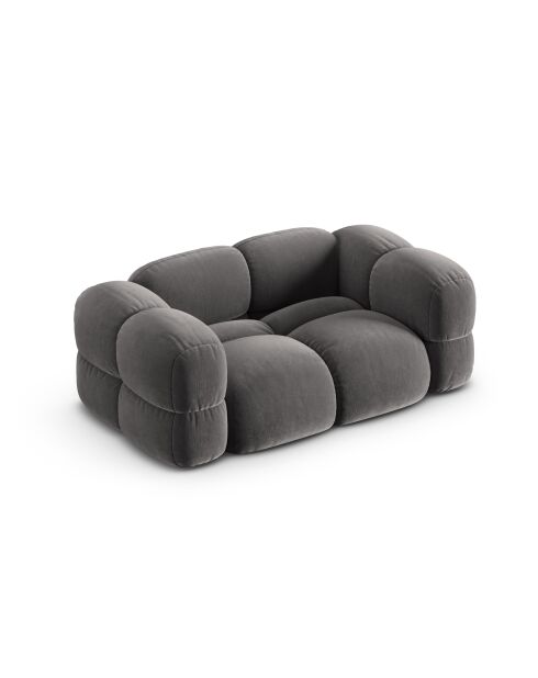 Canapé velours Loretto 2 Places gris - 180x100x68 cm
