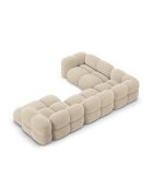 Canapé D'Angle Panoramique (Côté gauche) velours Loretto 5 Places beige clair - 345x250x68 cm