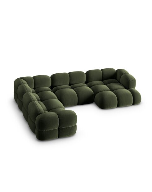 Panorama-Ecksofa (linke Seite) Loretto Velvet 5-Sitzer Grün — 345 x 250 x 68 cm