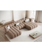 Canapé Panoramique en velours Koge 6 Places beige foncé - 348x165x70 cm