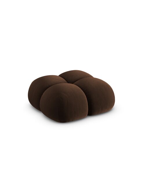 Pouf velours Loretto 1 Place chocolat - 90x90x40 cm