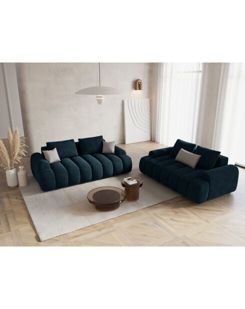 Canapé velours Kimi 2 Places pétrole profond - 175x100x84 cm