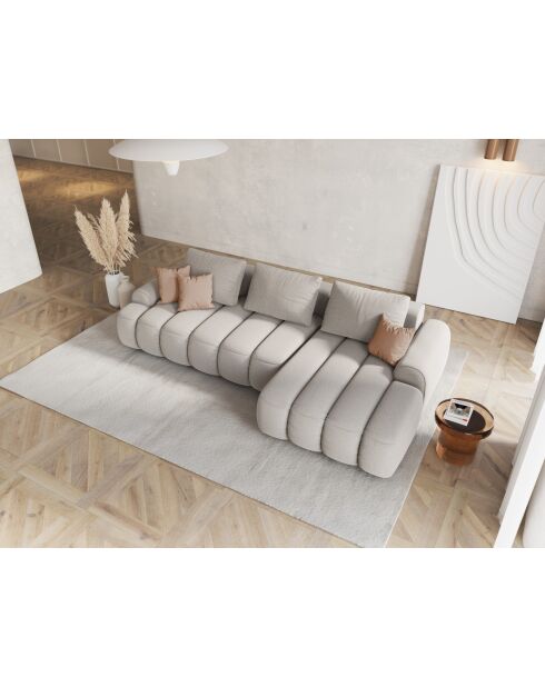 Divano angolare destro convertibile beige Kimi a 3 posti con baule - 275x142x84 cm