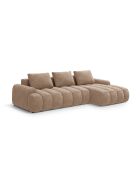 Divano angolare destro in velluto beige scuro Kimi a 3 posti con baule - 275x142x84 cm