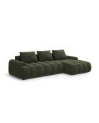 Divano angolare destro Kimi trasformabile in velluto a 3 posti con baule verde - 275x142x84 cm