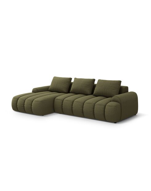 Canapé d'angle gauche convertible avec coffre Kimi 3 Places vert - 275x142x84 cm