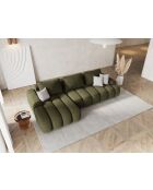 Canapé d'angle gauche convertible avec coffre Kimi 3 Places vert - 275x142x84 cm