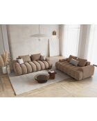 Canapé velours Kimi 3 Places beige foncé - 200x100x84 cm