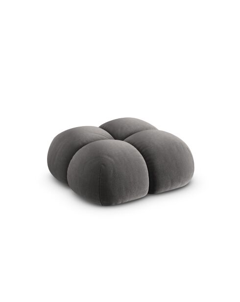 Pouf velours Loretto 1 Place gris - 90x90x40 cm