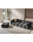 Pouf velours Loretto 1 Place gris - 90x90x40 cm