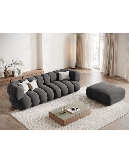 Pouf velours Koge 1 Place gris - 95x95x40 cm
