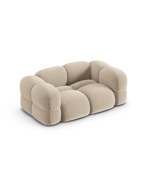 Canapé velours Loretto 2 Places beige clair - 180x100x68 cm