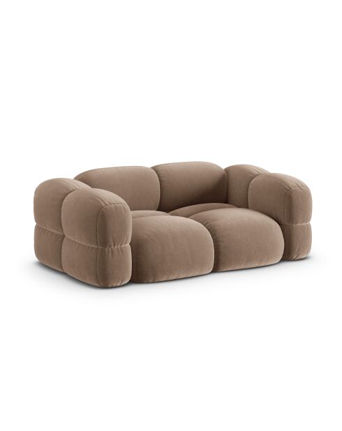 Canapé velours Loretto 3 Places beige foncé - 210x100x68 cm