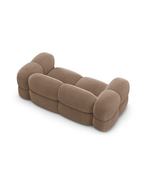 Canapé velours Loretto 3 Places beige foncé - 210x100x68 cm