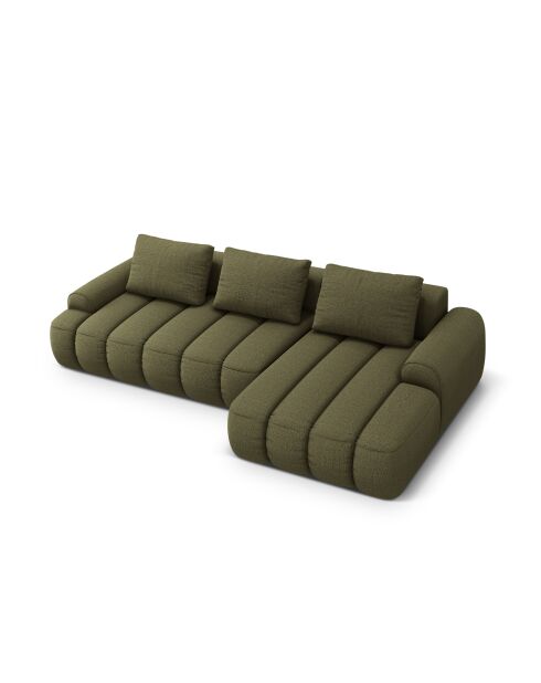 Divano angolare destro trasformabile Kimi a 3 posti con baule - verde - 275x142x84 cm