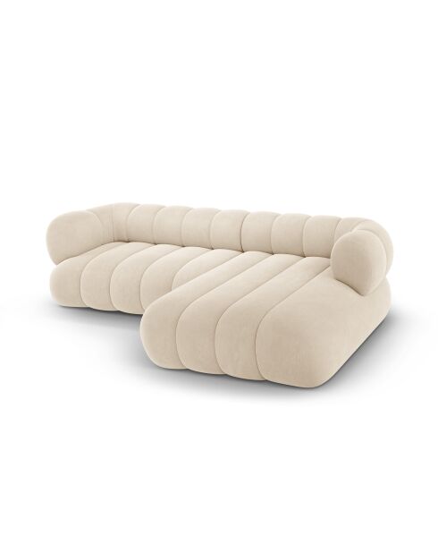 Canapé D'Angle droit velours Koge 5 Places beige clair - 270x165x70 cm