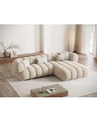 Koge Ecksofa für 5 Personen, Samt, rechts, hellbeige, 270 x 165 x 70 cm
