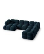 Canapé D'Angle Panoramique (Côté droit) velours Loretto 5 Places pétrole profond - 345x250x68 cm