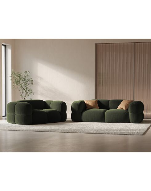 Canapé velours Loretto 2 Places vert - 180x100x68 cm