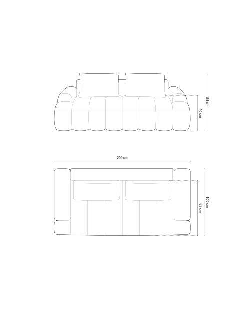 Sofá Kimi de ladrillo de 3 plazas - 200x100x84 cm