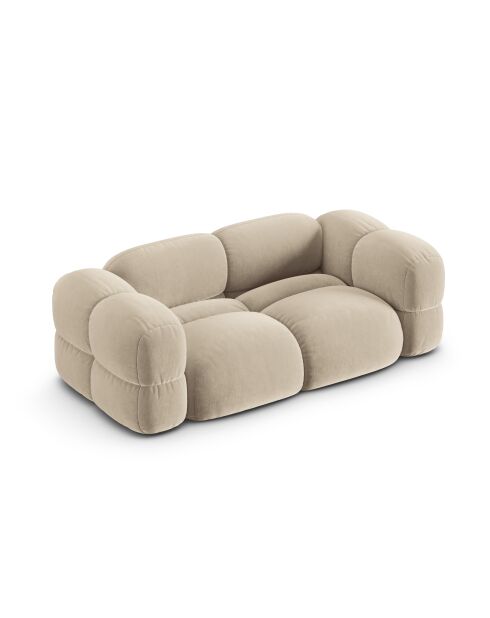 Canapé velours Loretto 3 Places beige clair - 210x100x68 cm