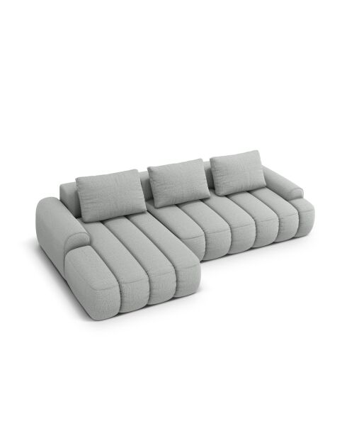 Canapé d'angle gauche convertible avec coffre Kimi 3 Places gris clair - 275x142x84 cm