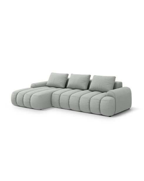 Canapé d'angle gauche convertible avec coffre Kimi 3 Places gris clair - 275x142x84 cm
